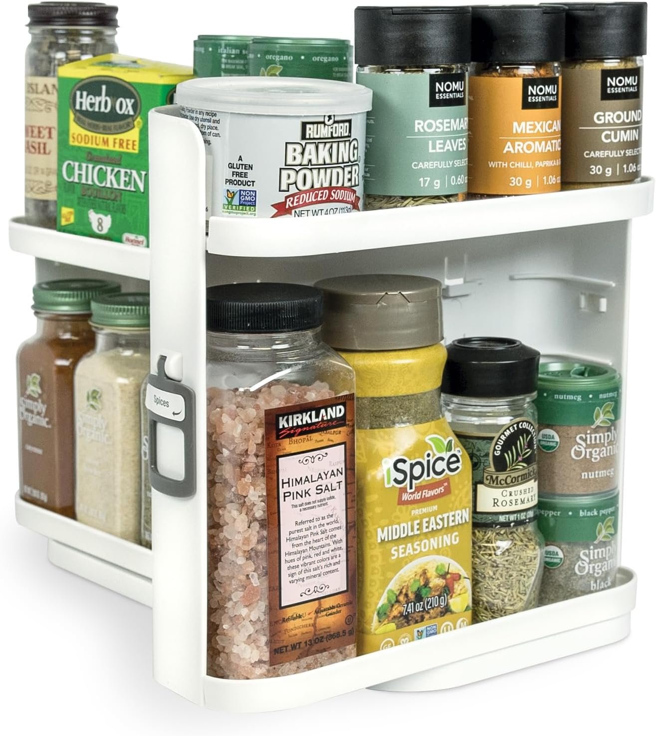 Spice Rack Organizer for Cabinet, 4 Adjustable Shelves | 4 Snap-In Adjustable Shelves, 8.9″H x 6.1″W x 10.8″D, Magnetic Modular Connect, Pivot-Up Shelves, Small Things Tray, No Tools