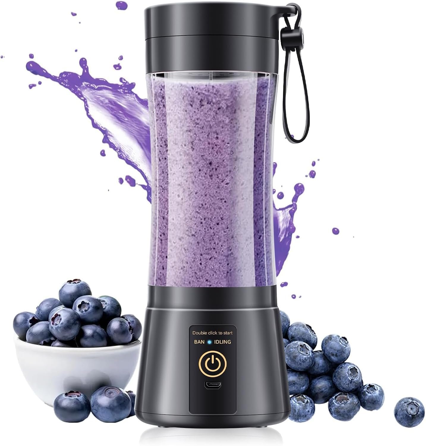 Personal Size Portable Mini Blender – 12oz Smoothie Blender | Lightweight Small Blender, 6 Steel Blades, BPA-Free, Quick Blend, Easy Clean, Leak-Proof, Freshly Squeezed in Sports/Office