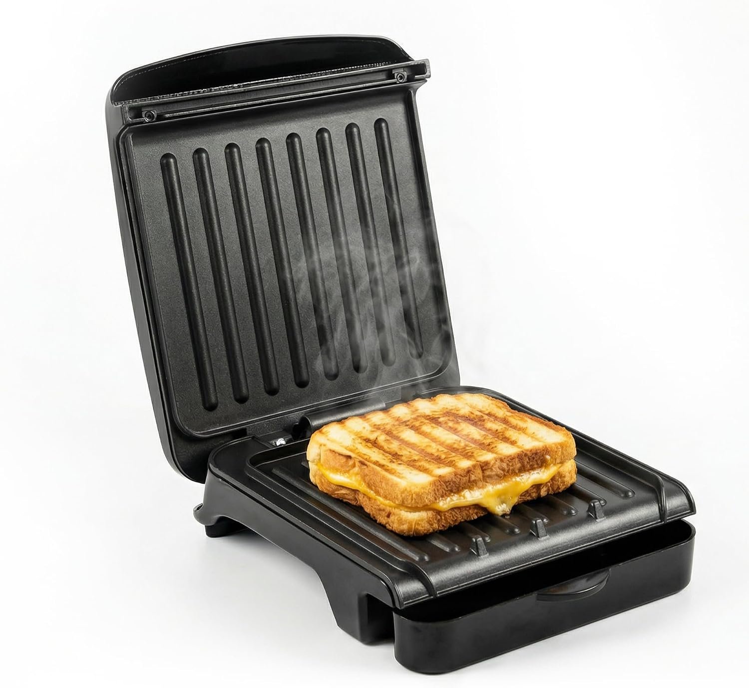 OVENTE 2-Serving Electric Indoor Grill & Panini Press, Black GP222B | 750W Non-Stick Plate Coating, Opens 90 Degrees, 10.7″ x 7.7″ Space Saving Design 50W Contact Grill for Burgers & More