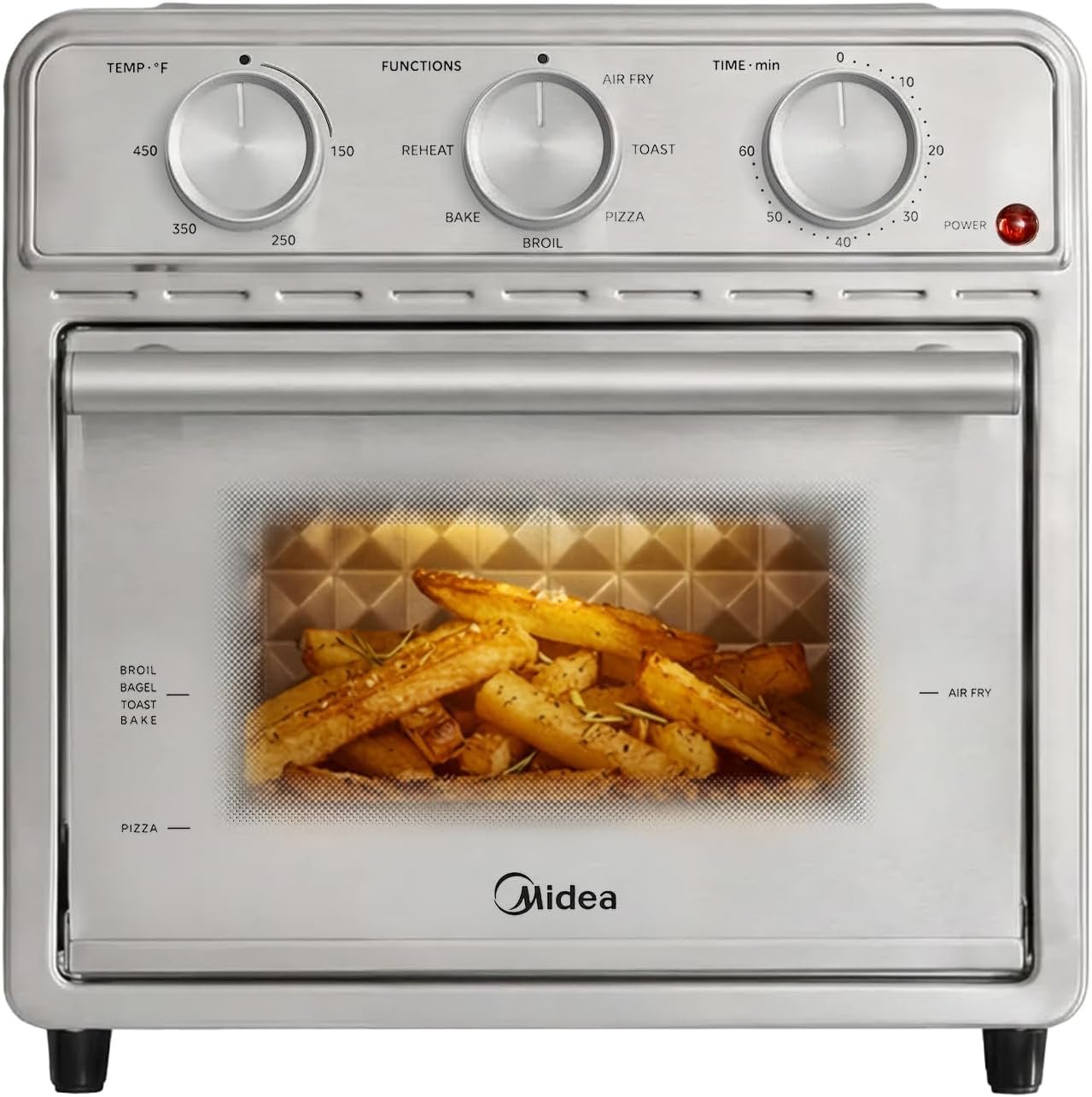 Midea Neo Air Fryer Toaster Oven Combo, 12.7 Quarts, Stainless Steel | with Air Fry, Toast, Pizza, Broil, Bake, and Reheat Functions