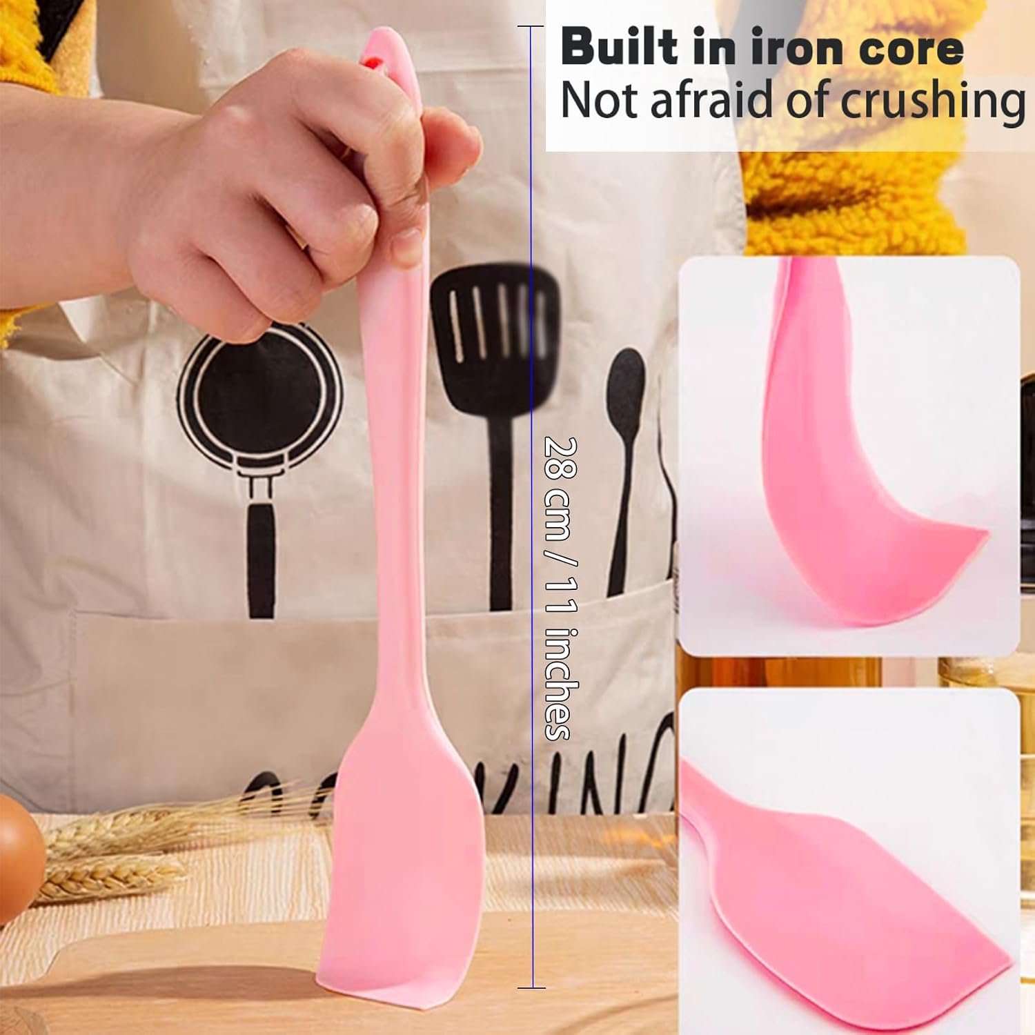 COLOGO Silicone Spatulas, 8 Pack 11 Inch, Sturdy Steel Core | Flexible edge for mixing and scraping, 500°F heat resistant, food grade one-piece silicone, nonstick cookware safe