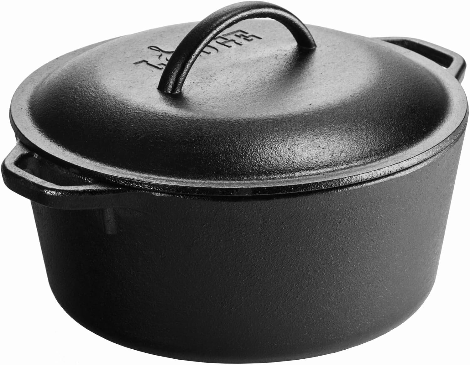 Lodge Cast Iron Dutch Oven 5 Quart – Loop Handle Cooking Vessel – Even Heat Retention – Oven-Safe, Versatile Pot