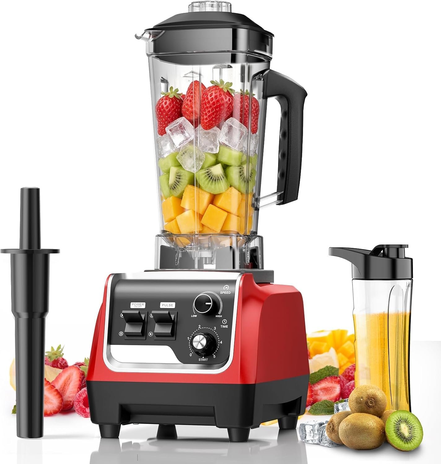 1800W Blender for Smoothies, Countertop Blenders for Kitchen with 70 Oz BPA-Free Pitcher and 20 oz To-Go Cup, 28000 RPM High-Speed Motor Blender for Ice Crushing, Frozen Drinks, Milkshakes (BlackRed)