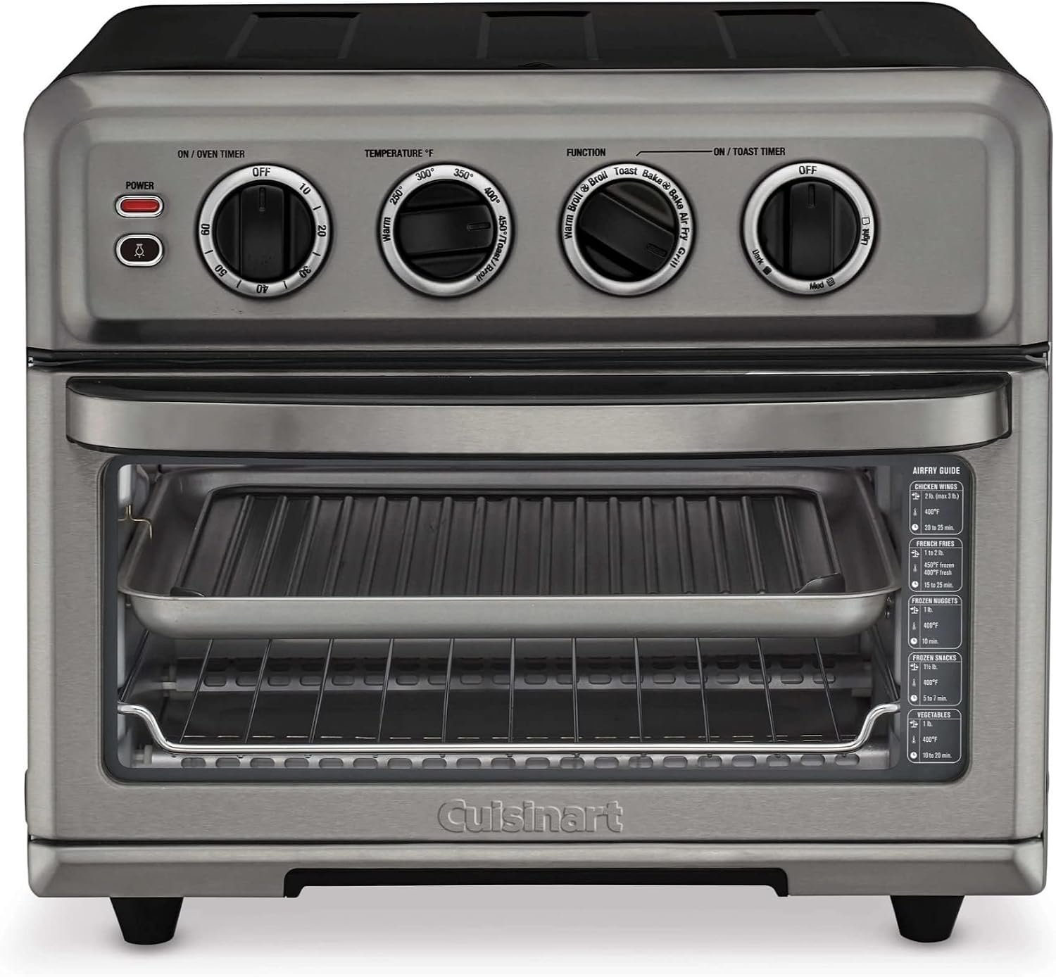 Cuisinart Air Fryer Toaster Oven with Grill, 1800W 8-1 Air Fryer Oven with Bake, Convection Bake, Grill, Broil and Warm Options, Large Capacity, 60-Minute Timer, TOA-70BKS, Black SS | 1800W power, grill, bake, convection, broil and warm modes, 60-minute timer