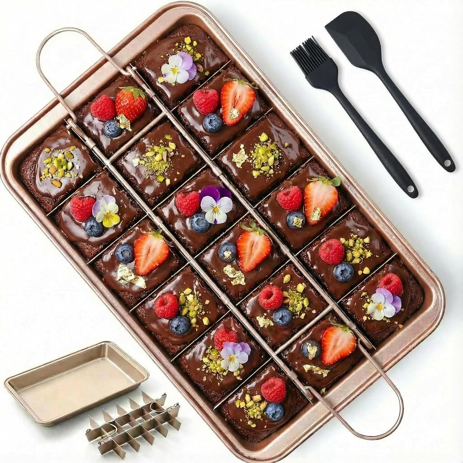 Brownie Pan with Dividers, Non-Stick Brownie Pans,Makes 18 Cakes at Once,12×7×2 Detachable Carbon Steel Bakeware Tray for Cakes/Cookies/Breads, Send Goods from Local Warehouse
