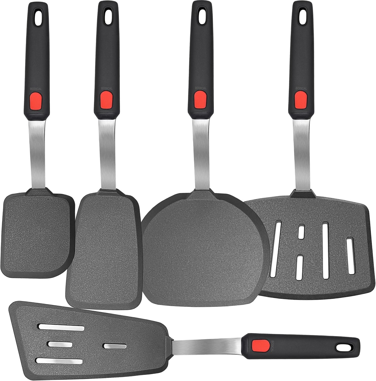 Mixed 5 Piece Silicone Spatula Set, 600F Heat-Resistant No-Melt Rubber Spatula Handle and Blade – Kitchen Cooking Utensils for Nonstick Cookware, Spatula Turner for Egg,Pancake,Burger- Dishwasher Safe