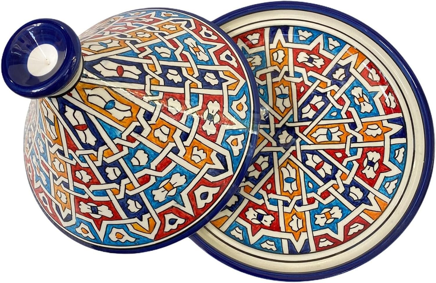 Handmade Moroccan Ceramic Tagine Cooking Pot, Hand-Painted Clay Tagine for Traditional Cooking & Serving, Authentic Moroccan Cookware for Kitchen & Dining