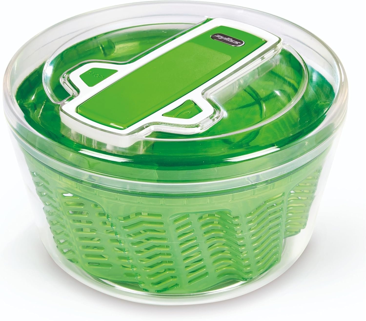 Zyliss Swift Dry Salad Spinner Large – Plastic Lettuce Colander and Spinner – Vegetable and Fruit Washer and Dryer – Dishwasher Safe Produce Tosser and Salad Spinner – Green, Large