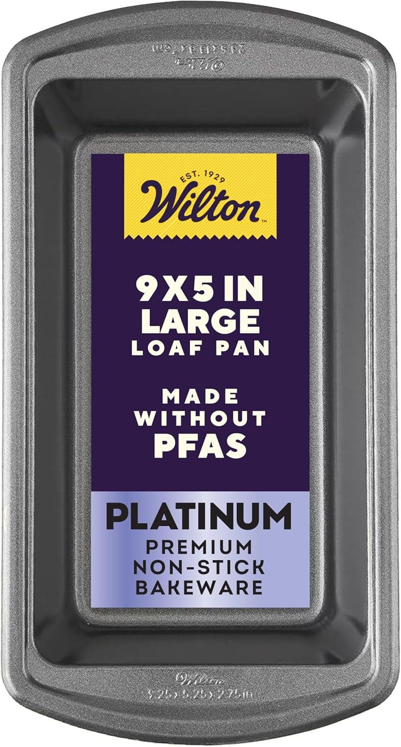 Wilton Platinum Non-Stick Loaf Pan, Stainless Steel, 9 x 5 in. | DURALAST Silicone Infused Double Coating, 5X More Durable with Anti-Warping Technology, Perfect for Breads & Meatloaf