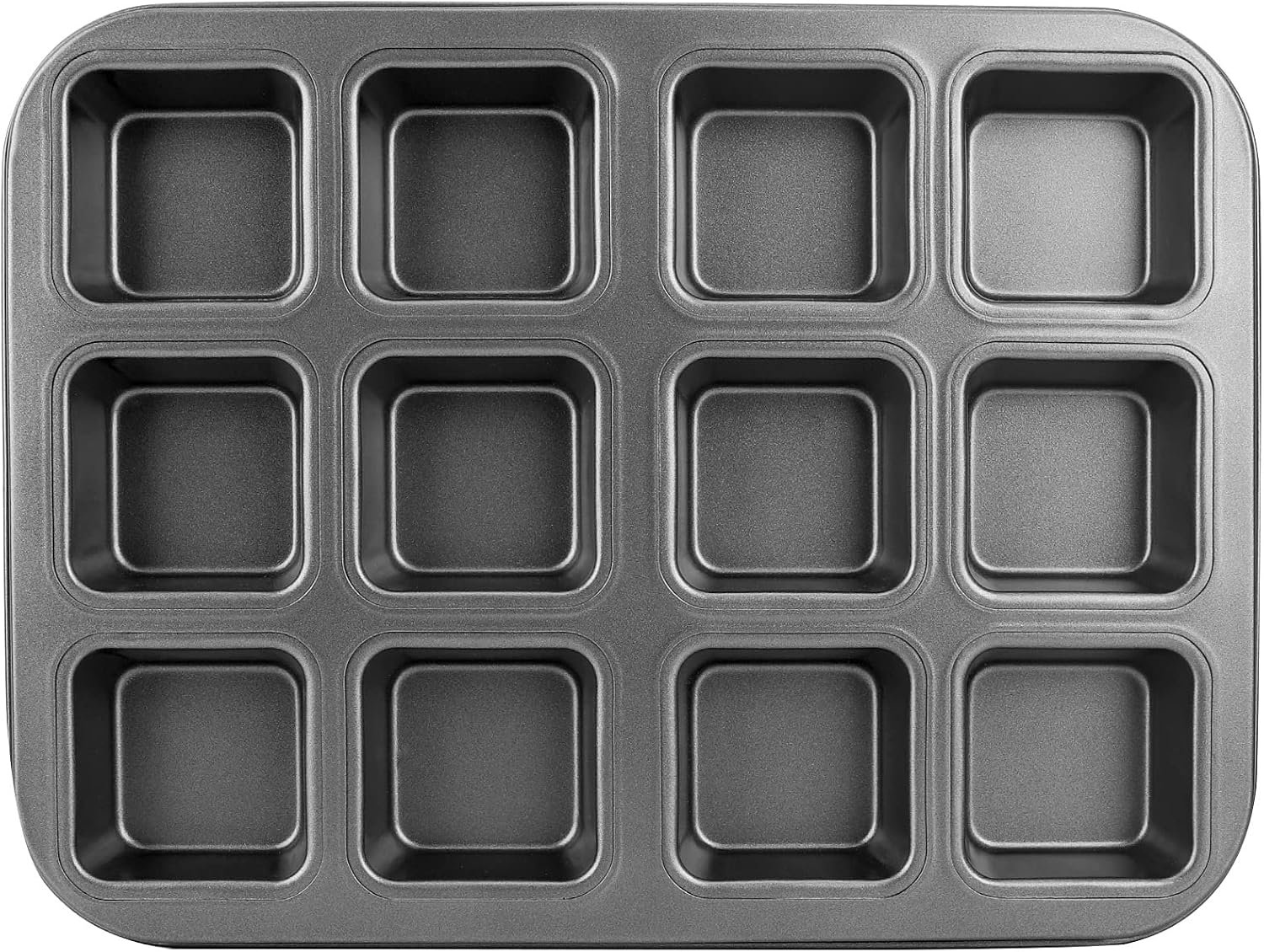 Beasea Brownie Pan with Dividers, 1 Set 12 Cavity All Edges Square Cupcake Brownie Pans Mini Cake Non Stick Baking Carbon Steel Bread Mold Small Edge 3×4 Individual Cutter Sheet Tray for Cookie Oven