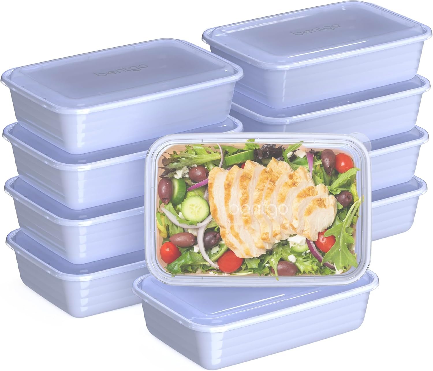 Bentgo Prep Meal Prep Containers with Lids, 20 Piece, PFAS & BPA-Free | 4-Cup Capacity, Portion Control, Stackable, Microwave, Freezer & Dishwasher-Safe, Reusable (Periwinkle)