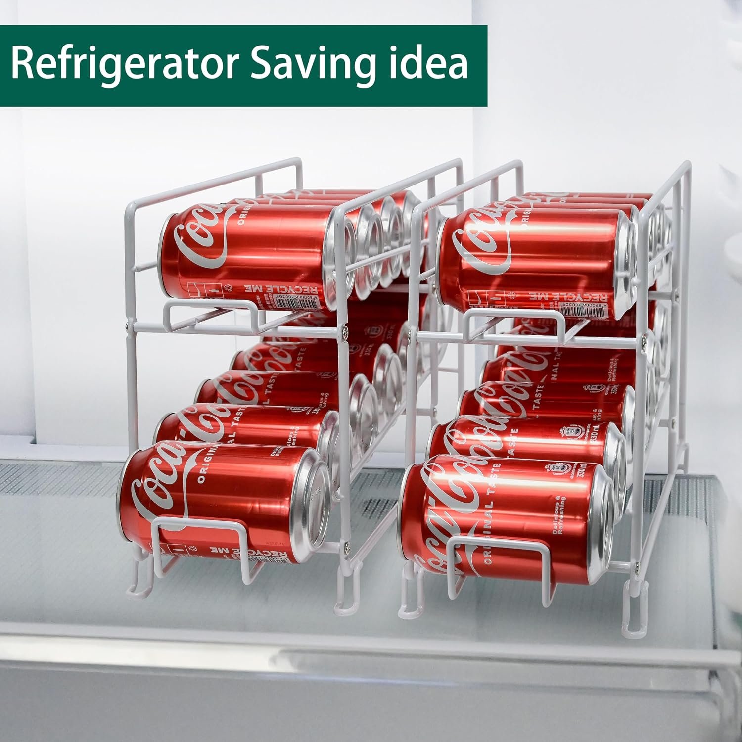 SUFAUY Beverage Can Dispneser Organizer, Stackable Shelves for Storage for Pantry, White – 2 Pack
