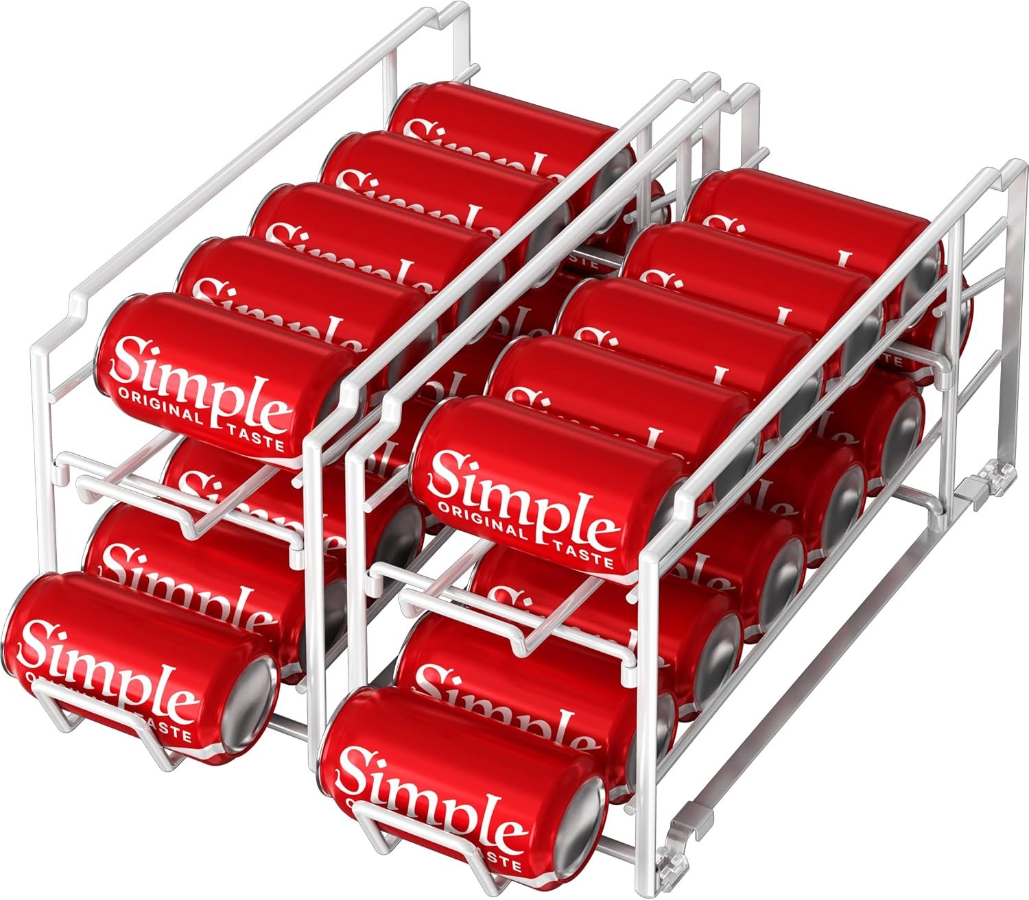 Simple Houseware 2-Pack Stackable Beverage Soda Can Dispenser Rack, White | Metal Soda Can Soft Drink Organizer