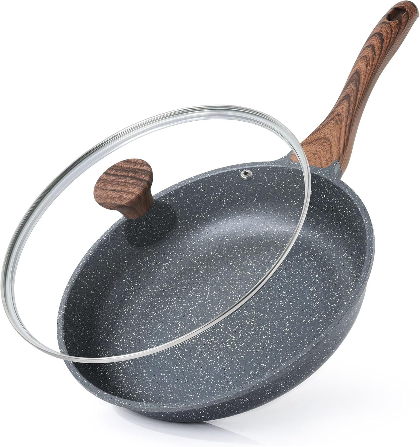 SENSARTE Nonstick Frying Pan Skillet with Lid, Omelet Pan with Cover, Healthy Egg Pan Chef’s Pan, Kitchen Cooking Pan, PFOA Free (8inch + Glass Lid) | Omelette Pan with Cover, Healthy Egg Pan Skillet Kitchen Cooking Pan, PFOA/PFOS Free