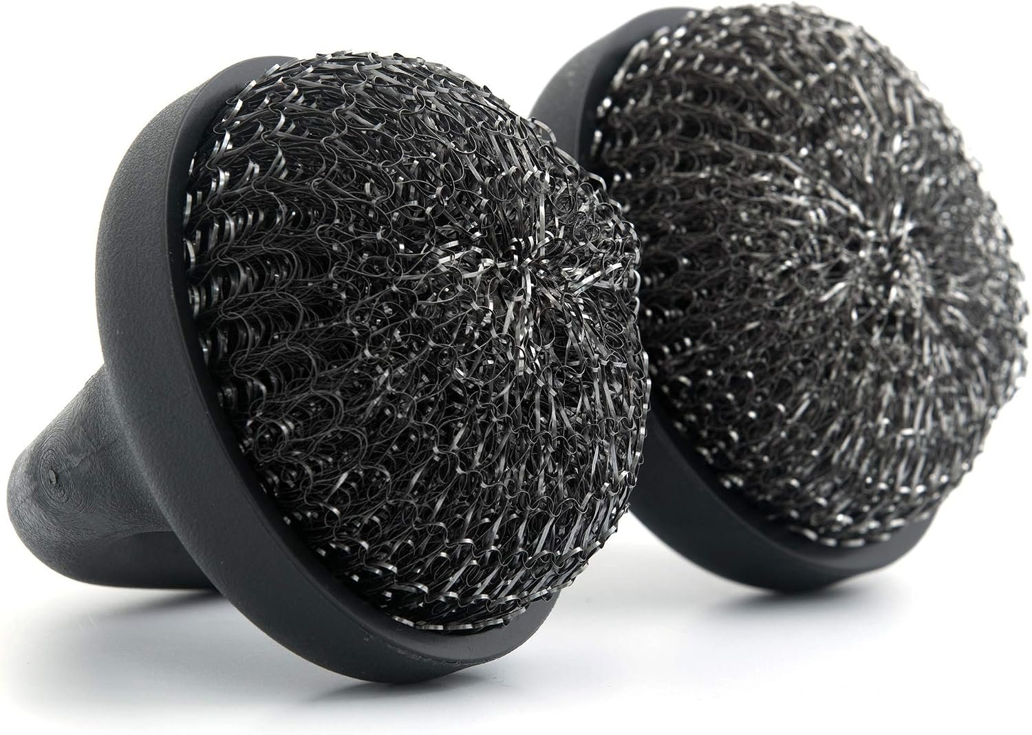 BBQ Grill Brush, Double Stainless Steel Cleaning Pads | Easy-grip grill cleaner for gas, charcoal, porcelain, ceramic and cast iron grates.