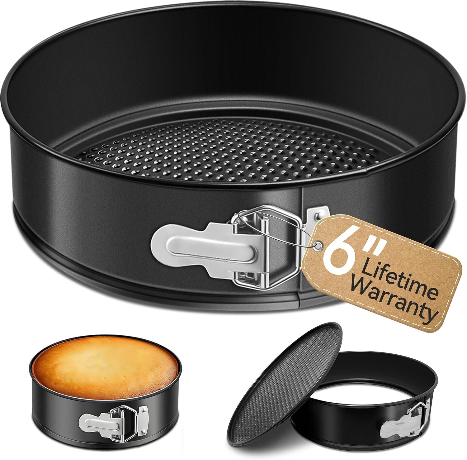 USLAI 6 Inch Springform Pan, Nonstick | Removable Bottom for Easy Release & Cleanup, Mini Round Cheesecake Pan for Baking Cakes, Pies and Quiches