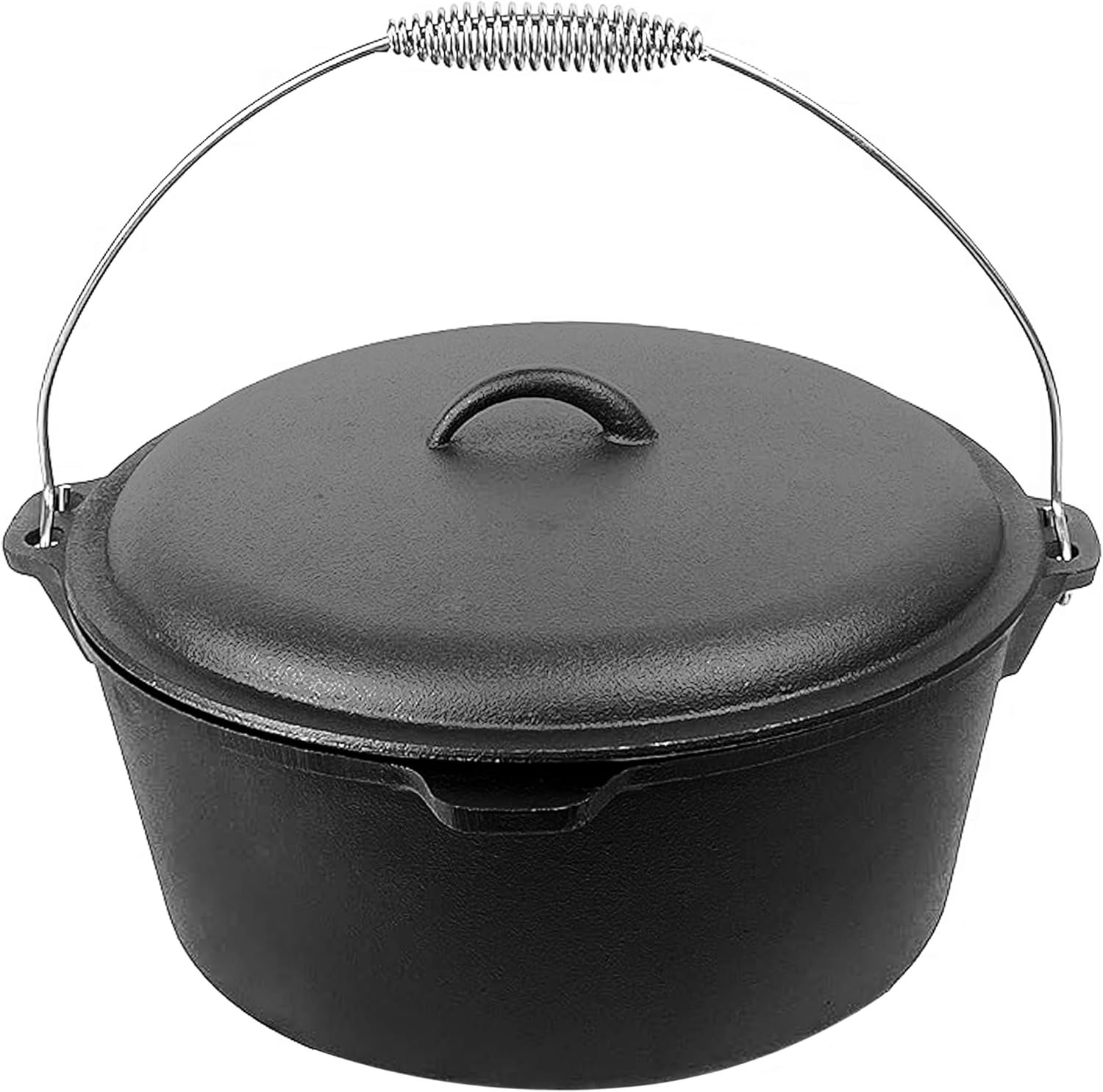 Cuisiland 9 Quart Cast Iron Dutch Oven with Dome Lid, Bail Handle | Pre-Seasoned Large Capacity