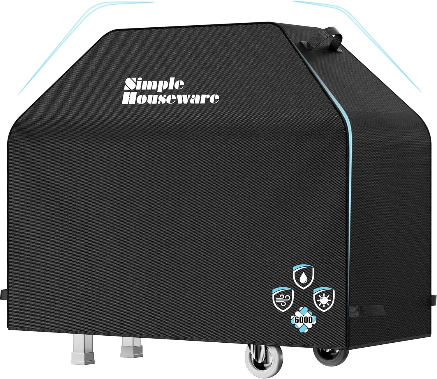 Simple Houseware 55 in. Heavy-Duty BBQ Gas Grill Cover, Waterproof | 600D Polyester, Fits 3-4 Burner, Weather-Resistant