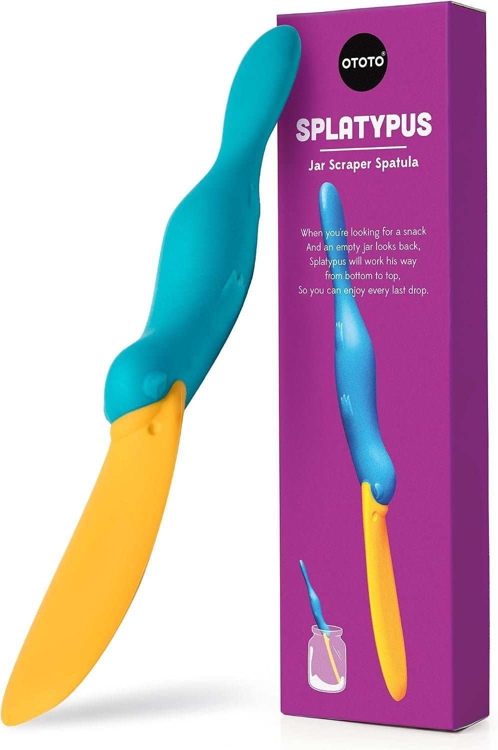 OTOTO Splatypus Jar Spatula for Scooping and Scraping – Unique Fun Cooking Kitchen Gadgets for Foodies – BPA-free & 100% Food Safe – Crepe Spreader