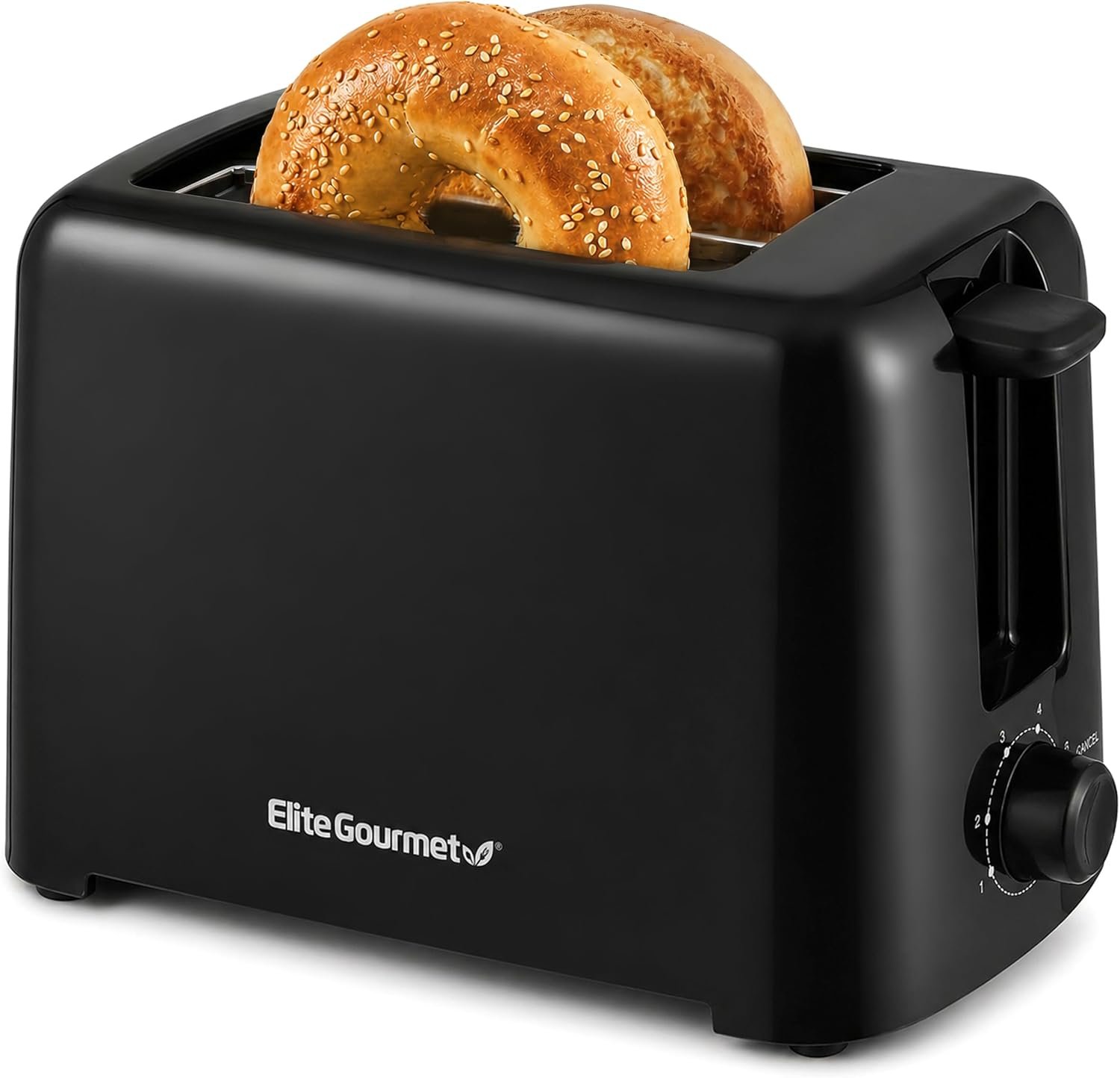 Elite Gourmet 2-Slice Cool-Touch Toaster, 1.25″ Extra-Wide Slots, 6 Shades