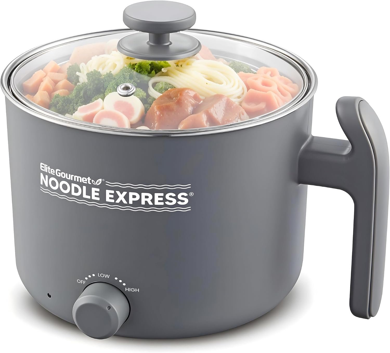 Elite Gourmet 1.25Qt Noodle Express Electric Hot Pot, Stainless Steel