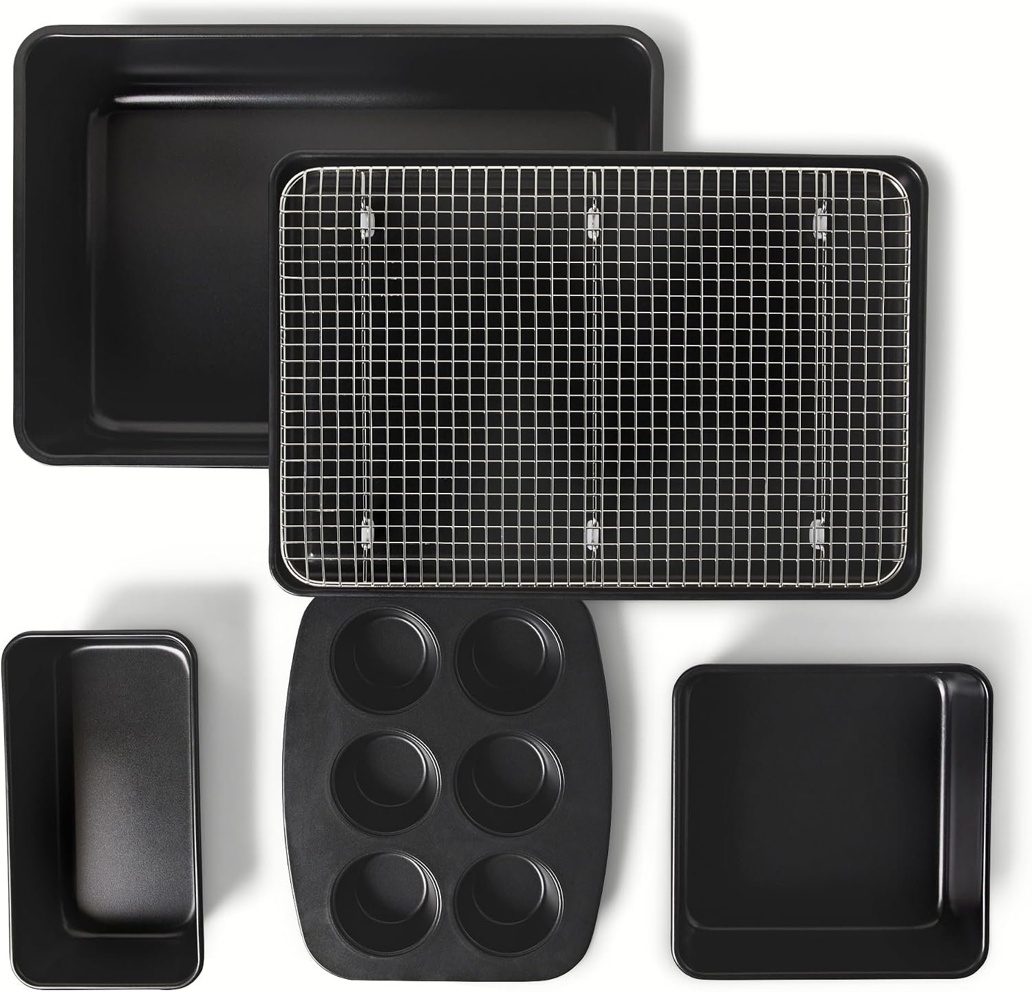 Amazon Basics Nonstick Bakeware 6-Piece Set, Stackable, Dishwasher and Oven-Safe, Baking Pan